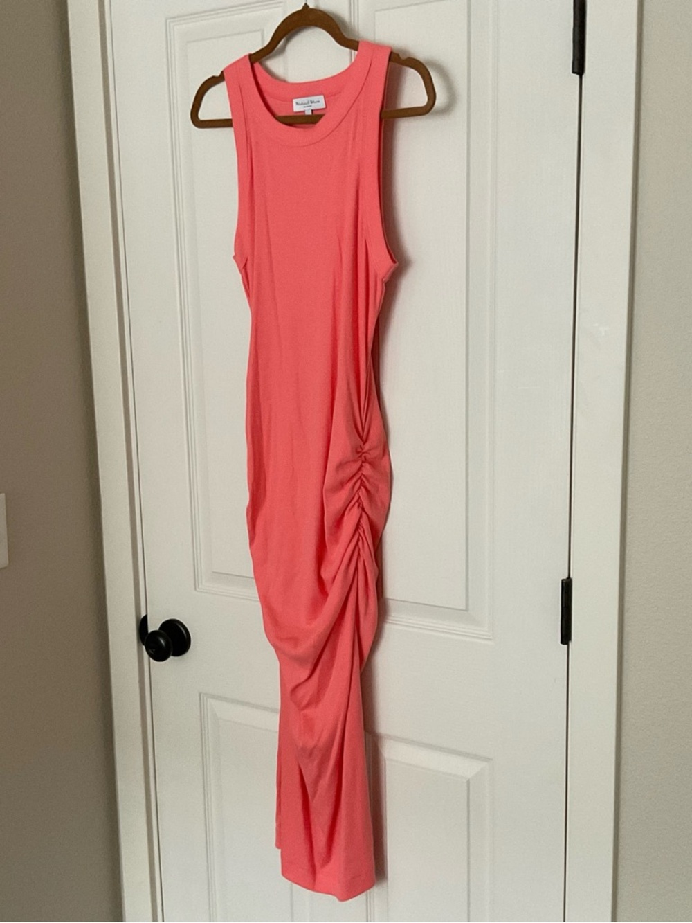 Michael Stars Coral Sleeveless Ruched Maxi Dress